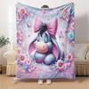 Eeyore'S Floral Fantasy Flannel Blanket Super Soft Warm Cozy Blanket For Sofa Bed Office Travel Allseason Home Decor Gift
