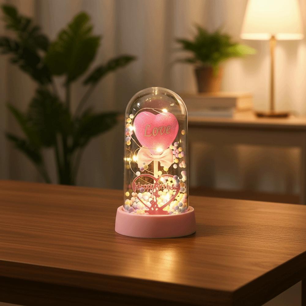 Beautiful Acrylic Cover Love Ornaments Transparent LED Love Lamp  Wedding розовый