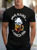 Men's Clothing Cartoon Beer Printed Black Tshirt, Graphic Tee, Summer Tops, Shirt, Unisex Casual Crew Neck Tshirt, Plus Siz