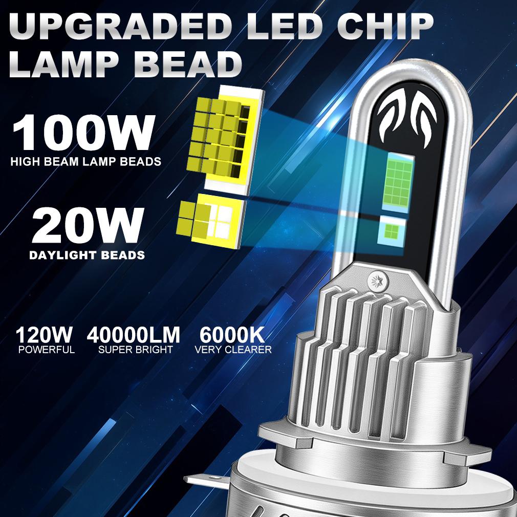 2Pcs H15 LED Headlight Bulbs High Power 6000K High Beam 120W 40000LM Turbo Headlamp DRL Driving Lamp For Volkswagen Golf 6/7 BMW 12V