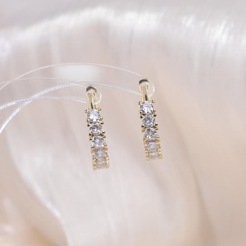 Design creativ simplu cercel pătrat cu închizătoare aur real 14K cupru rafinat incrustat cu zirconiu cercei pentru femei Zirconiu