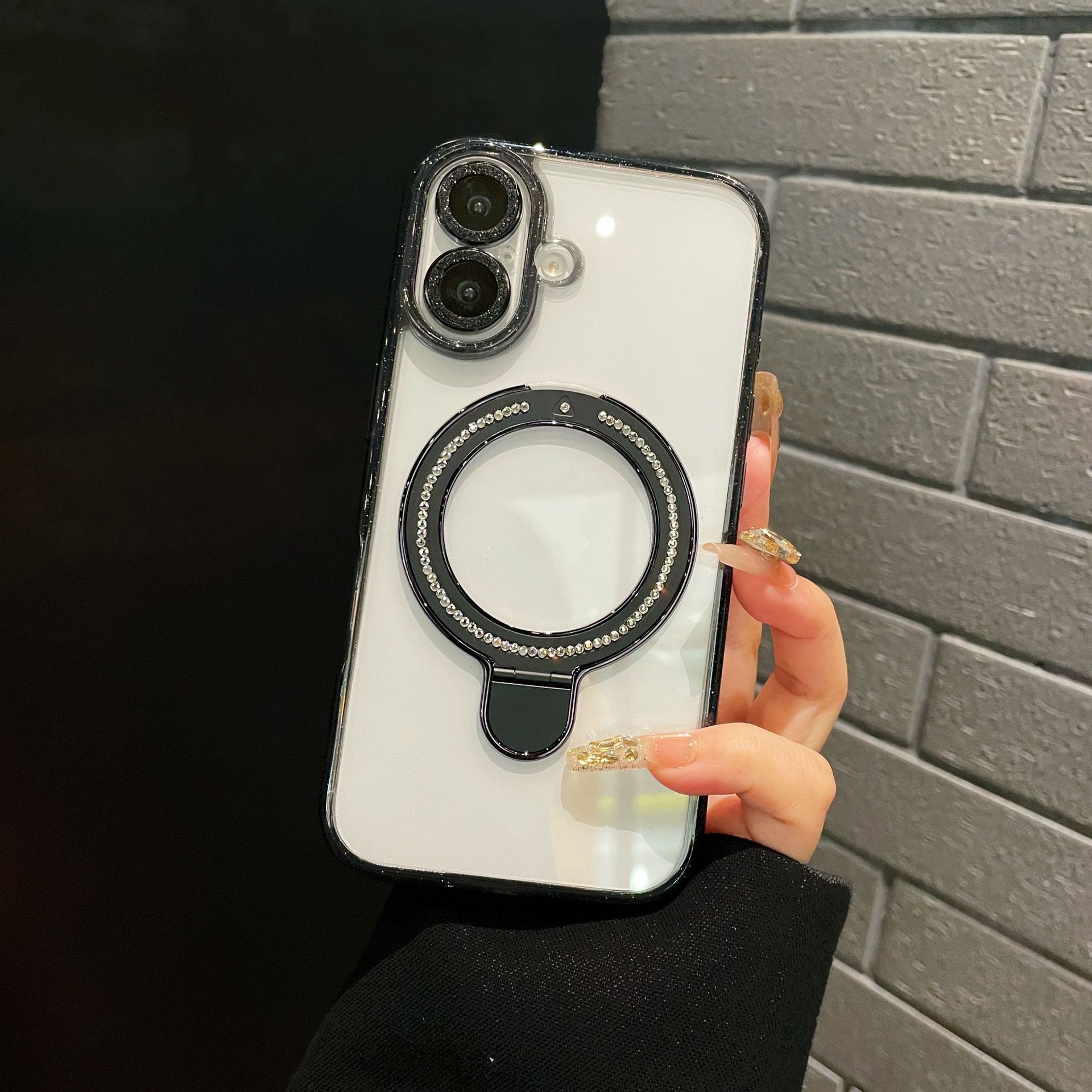 

Звездное небо Подходящий Apple 16promax Магнитный держатель-защелка Мобильный чехол IPhone 15 Новый блестящий прозрачный защитный чехол iPhone13promax