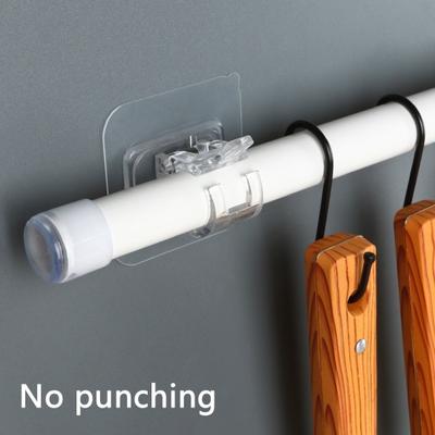 4Pcs Adhesive Curtain Rod Holder No Drill Strong Load Bearing Universal Living Room Bathroom Kitchen Curtain Pole Hook Hanger Fixator