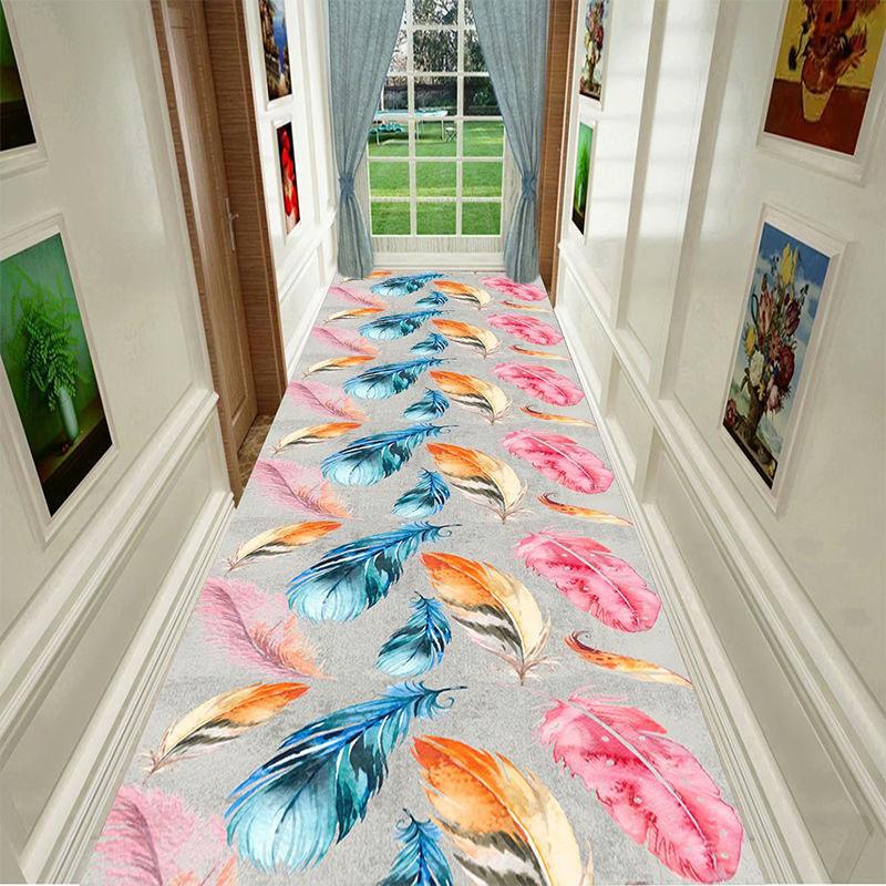 Modern Design Hallway Aisle Carpet Red Rose Long Runner Hotel Entrance Hallway Corridor Stair Non Slip Mat Bedroom Bedside Rugs