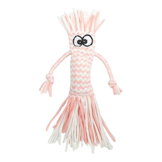 Cotton Rope Dog Chew Toy Handmade Cartoon Big Eyes Squeaky Pet Toy розовый