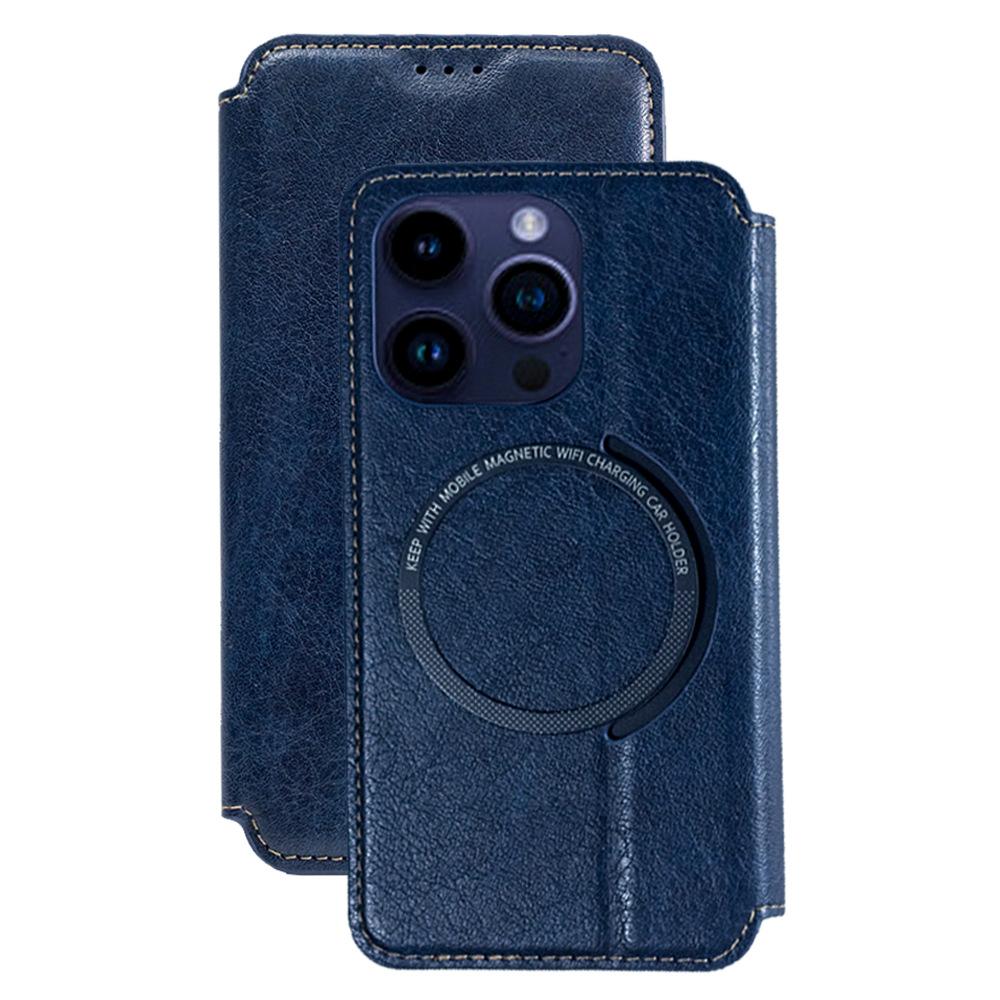 For iPhone 15 Anti-Scratch PU+TPU Matte Case Compatible with MagSafe Wallet Phone Cover
