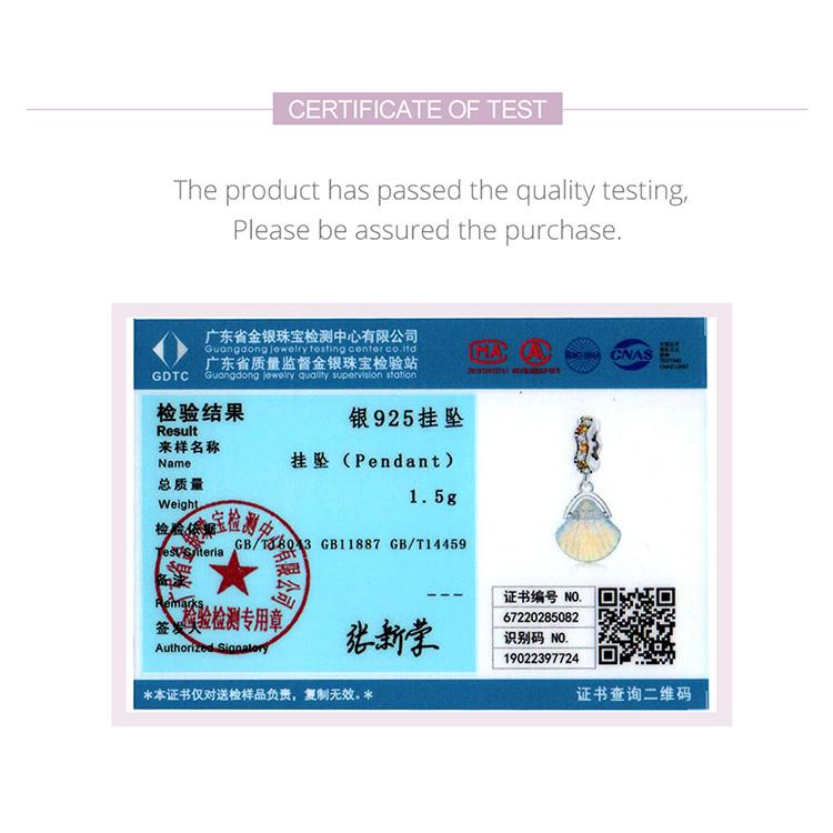 WOSTU 925 Sterling Silver Glazed Shell Charm Pendant Fit Original Bracelet Necklace For Women Jewelry