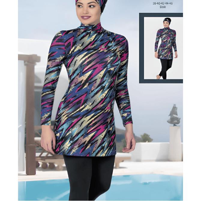 

Комплект с градиентным цветочным принтом Мусульманская женская скромная пляжная одежда Купальник с полной посадкой Пляжная одежда Буркини Комплект купальника (Без хиджаба) 5XL зелёный