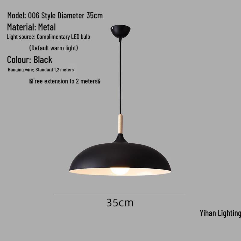 Modern Nordic Single-Head Pendant Light for Hotels, Bars, and Restaurants - Industrial Retro Style Lampshade.