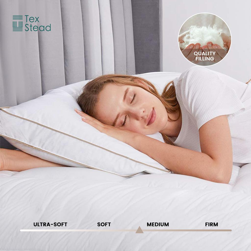 1pc Down & Feather Pillow For Bedroom Guest Room, Goose Down Pillows For Sleeping Neck Protection Slow Rebound Pillow