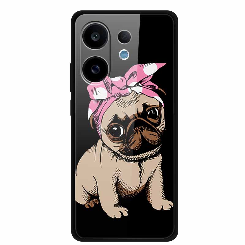 Tempered Glass Case For Vivo V60 2025 Phone Case 6.77" Cartoon Cats Hard Back Cover Soft Bumper For Vivo V60 5G Case V 60 Fundas