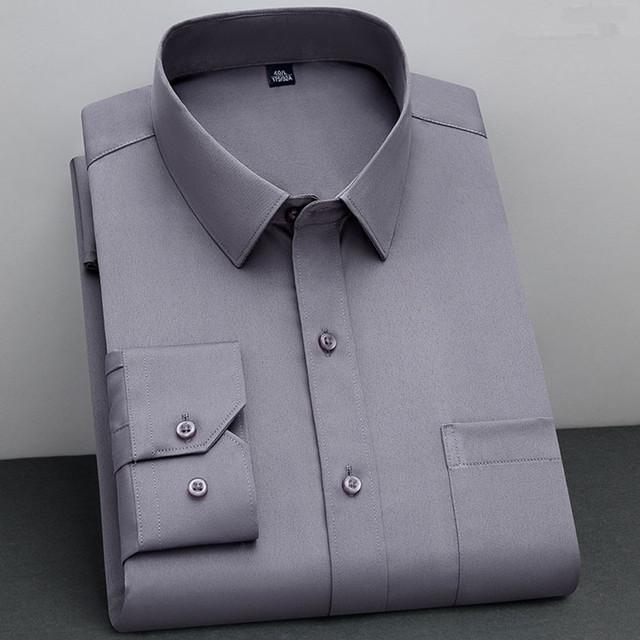 Fashion Shirt Anti Wrinkle Classic Solid Casual Long Sleeve Shirts Men