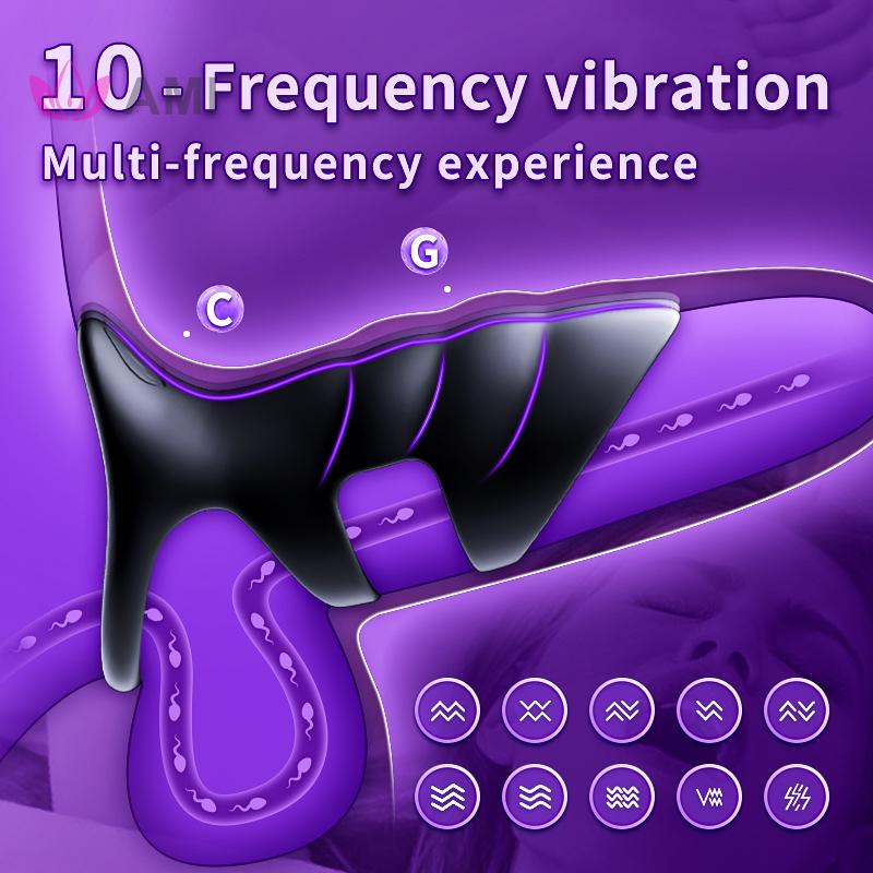 New Designed Vibrating Cock Ring Penis Sleeve Vibrator 10 Vibrations Penis Extender Adult Sex Toys for Men Testicles G Spot Stim Delayed Ejaculation