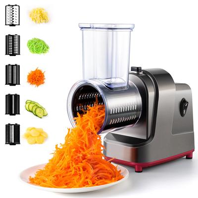 LMETJMA 250W 5 in 1 Elektrischer Gemüseschneider Reibe Automatische Salat-Shooter-Maschine Käse-Reibe Karotten-Kohl-Schneider JT253