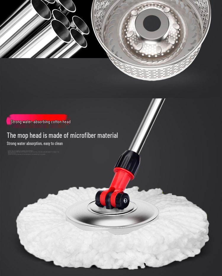 Traceable Water-Absorbing Rotary Mop Bucket with Lazy Hand-Free Flat Mop Set
