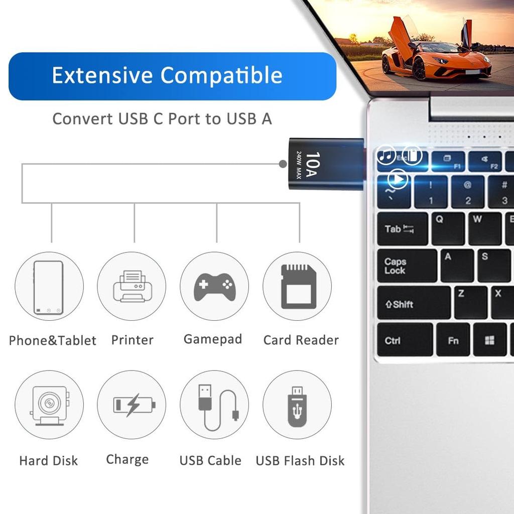 10A USB C To USB Adapter Type C Male To USB 3.0 Female Converter,Type-c/OTG Adapter for Data,Charging and Connecting