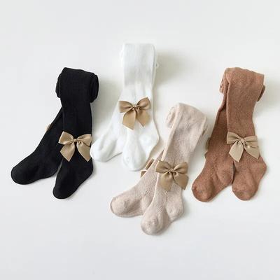 1 ζευγάρι κοριτσίστικο καλσόν ρετρό ευρωπαϊκού στυλ με φιόγκο καλσόν για νήπιο φθινοπωρινό αναπνεύσιμο καλσόν για παιδιά 0-4 T