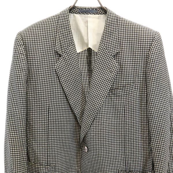 Lanvin Silk Check Pattern Tailored Jacket ST46-54 Black X White Men's Used