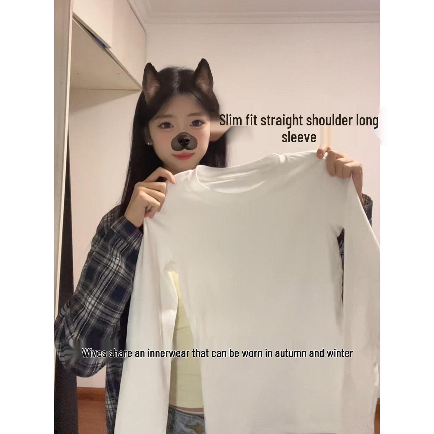 

Women s Black Round Neck Long Sleeve T-Shirt - Elegant and Stylish Autumn/Winter Base Layer XL (recommended 110-125 jin)