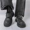 Plus Size Men's Thick Sole High Top Martin Boots - Autumn/Winter Motorcycle Style British Fashion