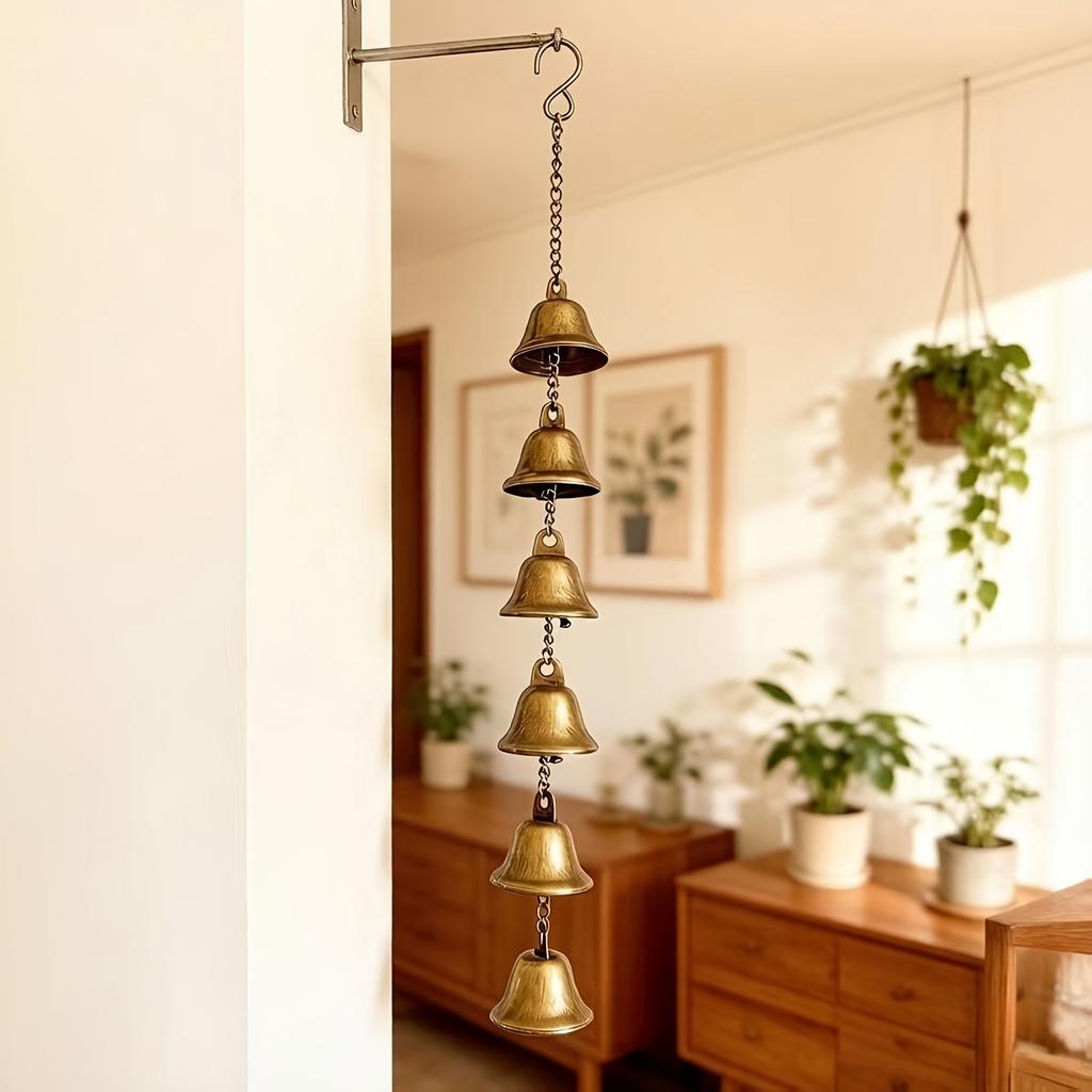 6 Metal Wind Chimes, Hand‑Assembled Rustic Bells with Hooks, Indoor‑Outdoor Garden & Home Holiday Decor
