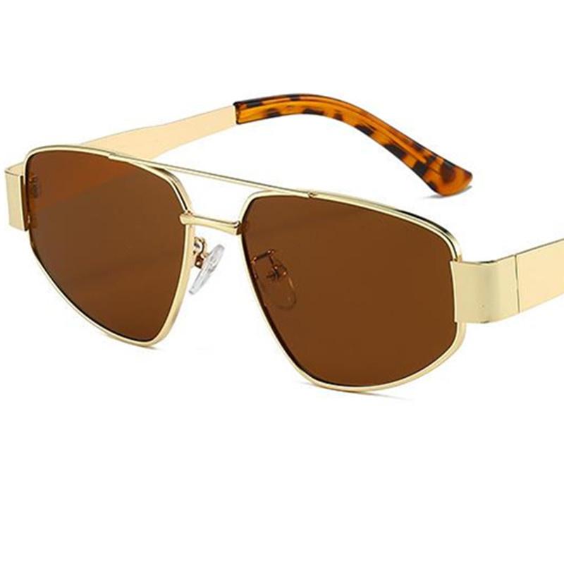 

Fashion Sun Glasses Unisex Retro Anti-UV Spectacles Alloy Eyeglasses Cat Eye Google Personality Double Beam Sunglasses as picture коричневый