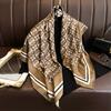 Korean version of star-printed silk scarf 91cm twill silk scarf, new fashionable and versatile large square scarf, sunscreen shawl, headscarf.