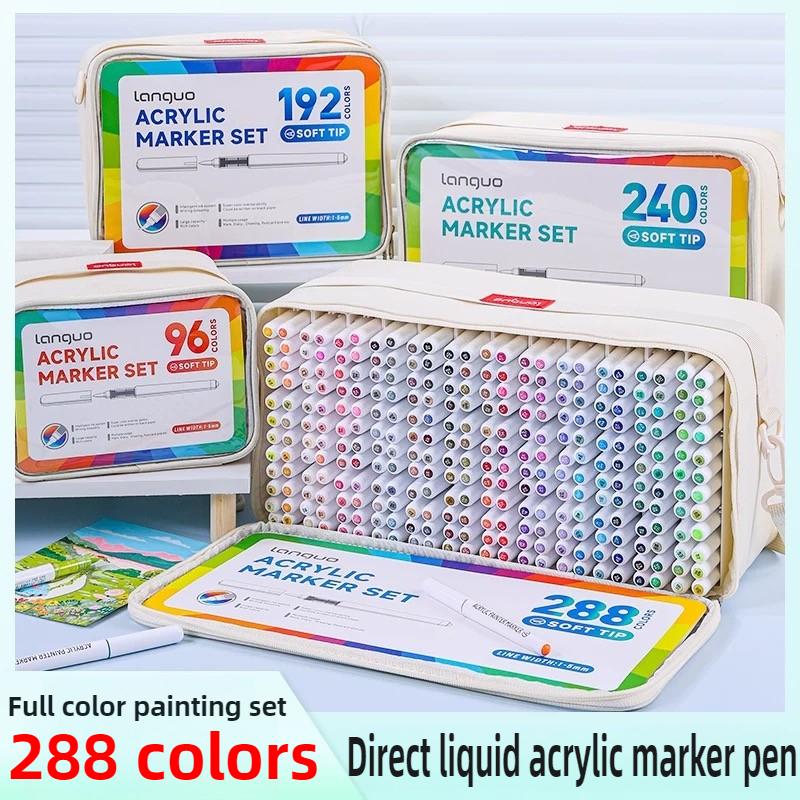 LANGUO 288/9 Colors Direct Liquid Acrylic Paint Pens Brush Color Marker Pen for Painting DIY School Art Supplies Stationery