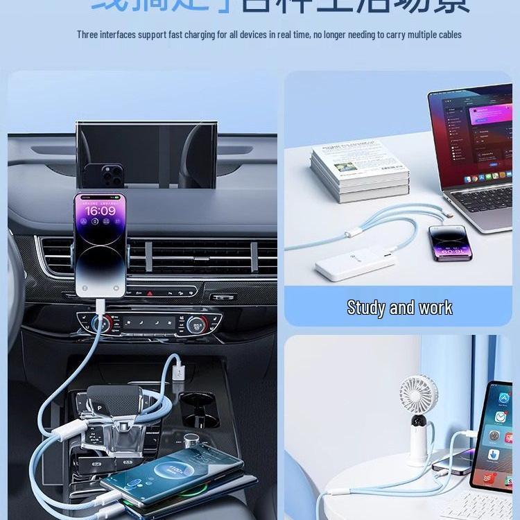 100W Multifunctional 3-in-1 Fast Charging Cable for Power Banks