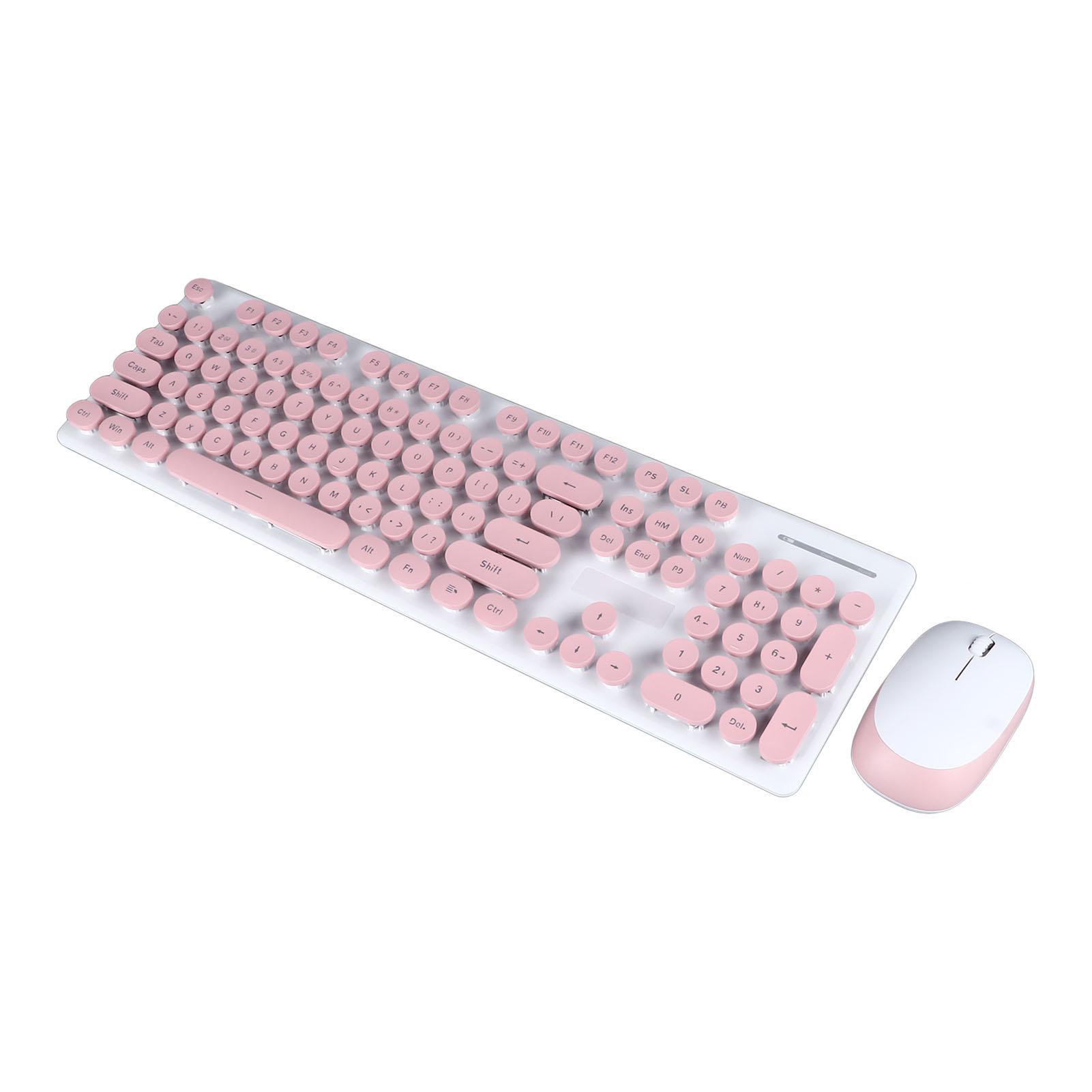 

Беспроводная клавиатура и мышь Combo Punk Style Round Keycap Cute для настольного ноутбука и компьютера