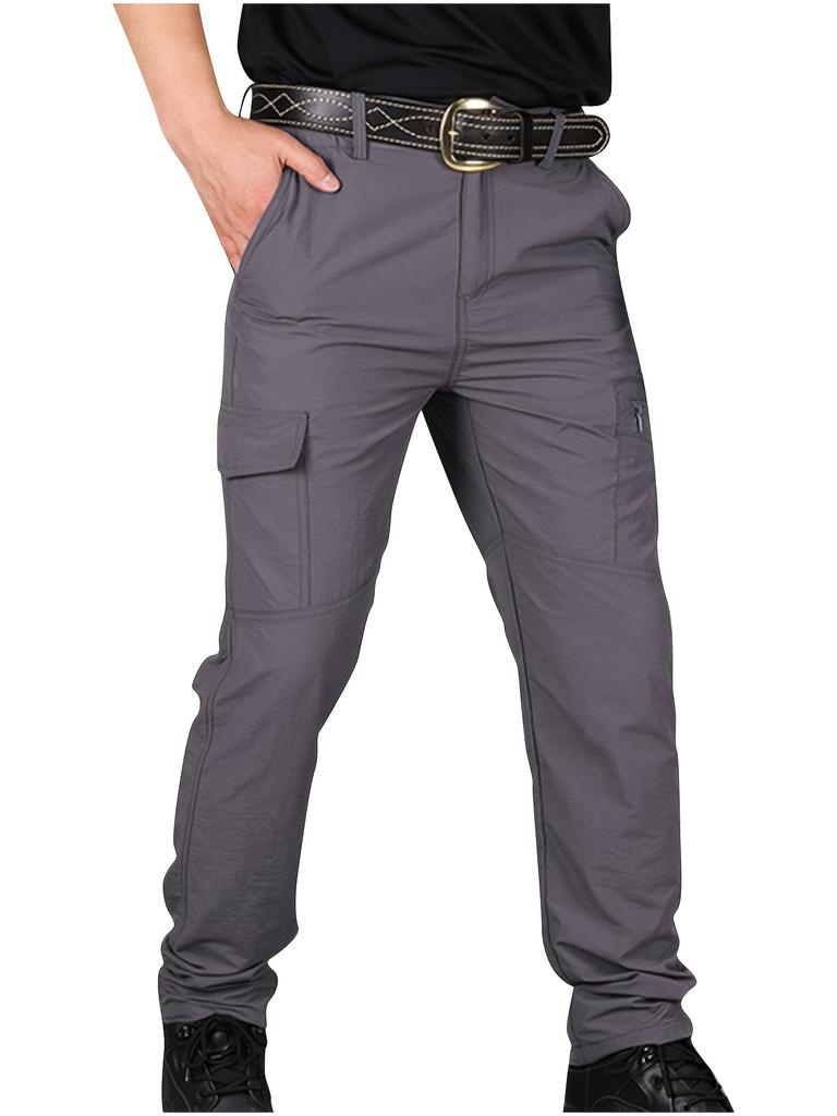 Men's summer tactical trousers combat anti-splashing multi-bag wear-resistant solid color overalls trend spot