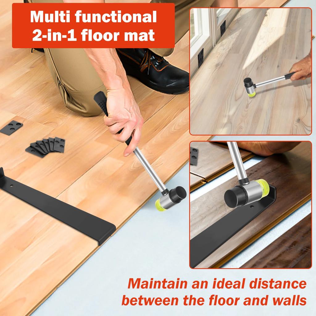 23Pcs Wood Floor Installation Kit Complete Laminate Wood Flooring Tool with Double Faced Hammer Heavy Duty Pull Bar Tool