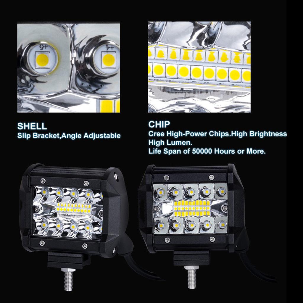 4 Inch 60W LED Spot Lights Combo IP67 Waterproof Off Road Work Driving Lights for Truck Boat ATV UTV Jeep Head Light