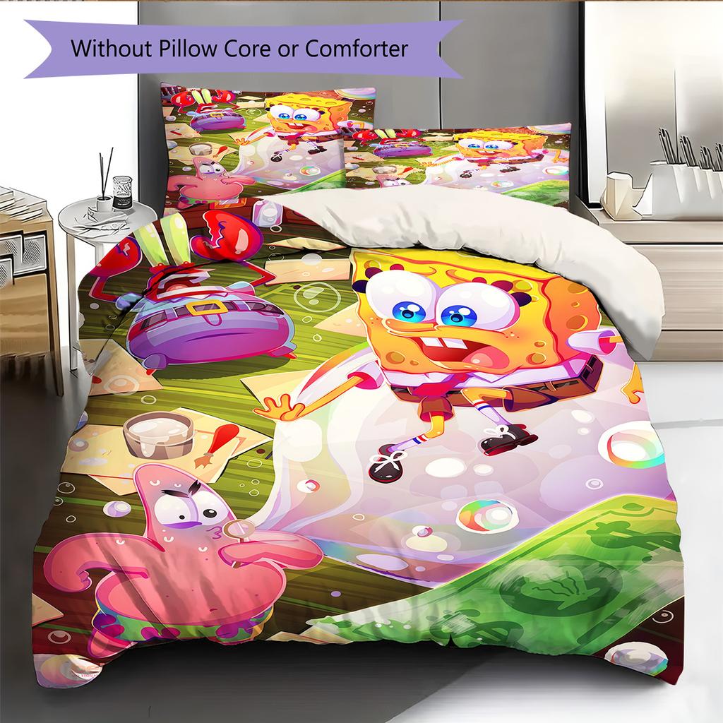 Animationsmuster Bettwäsche Bettdecke Set Bettbezug Kissenbezug Heimdekoration Geburtstagsgeschenk (1 Bettbezug + 2 Kissenbezüge, ohne Füllung)