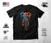 Elephant Portrait Neon Graphic T-Shirt Black Unisex S-2XL