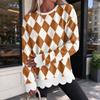 Women's Crewneck Sweatshirt with Scalloped Wavy Hem and Print for Casual Everyday Wear