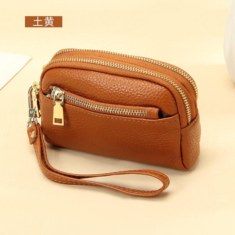 

Женский кошелек-клатч из натуральной кожи, компактный кошелек на молнии для монет, съемный ремешок, слоты для карт, минималистичная сумочка хаки