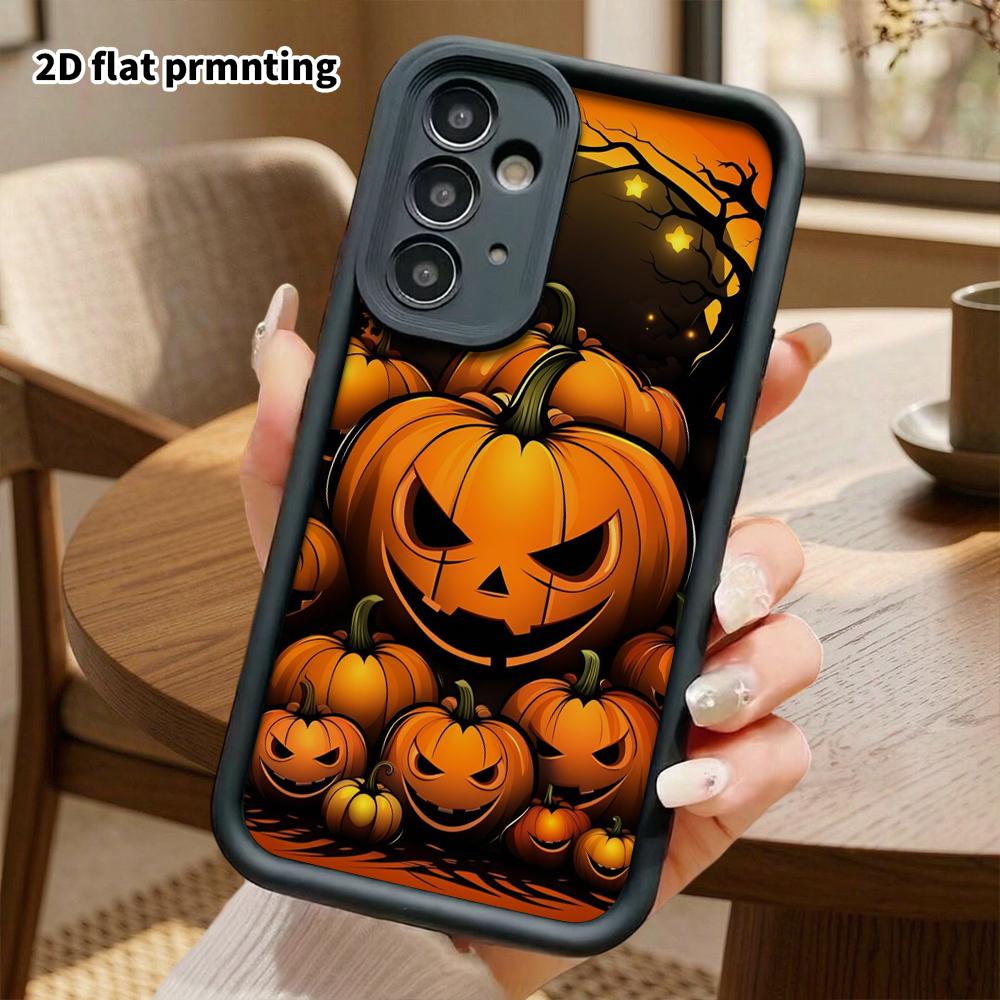 Phone Case: 2D Flat Samsung Galaxy A34 A35 M05 M06 S20 S22 S21 FE Plus 5G Step Protection Case, Pumpkin Lamp, Christmas and Halloween Gift