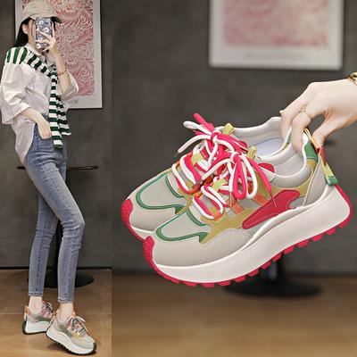 Large Size Ins Han Xin Dad Shoes Female Student Sports Running Shoes Casual Thick Soles Increase Height