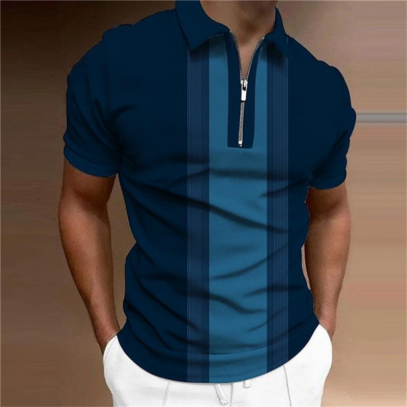Men's Short Sleeve Zip Neck Polo Shirt, Stylish Casual Daily Wear Top