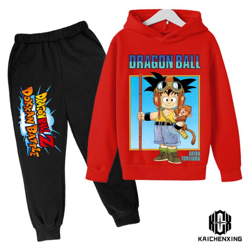 Dragon Ball Kinder Kapuzenpullover MantelHerbst Mädchen Langarm Warm Jungenanzug 4 bis 14 Jahre alt Jacke Jungenkleidung Pullover Top Hosen