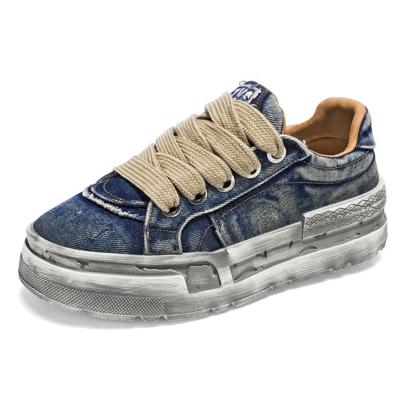 Retro Denim Canvas Shoes Men Sneakers Harajuku Designer Board Shoes Men Lace Up Platform Casual Sneakers Man zapatillas de lona