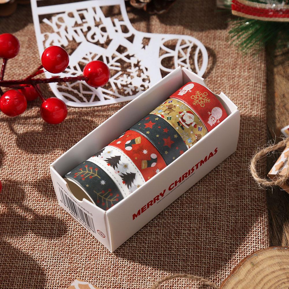 Creative Christmas Washi Tape Set - 6 Rolls of Cartoon DIY Lace for Journals and Decorations
