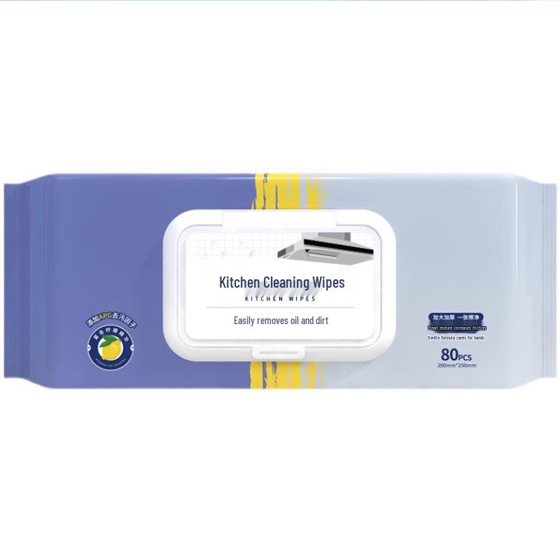 80-Pack Kitchen Wet Wipes: Powerful Degreaser for Range Hood Cleaning, Extra Large and Thickened.