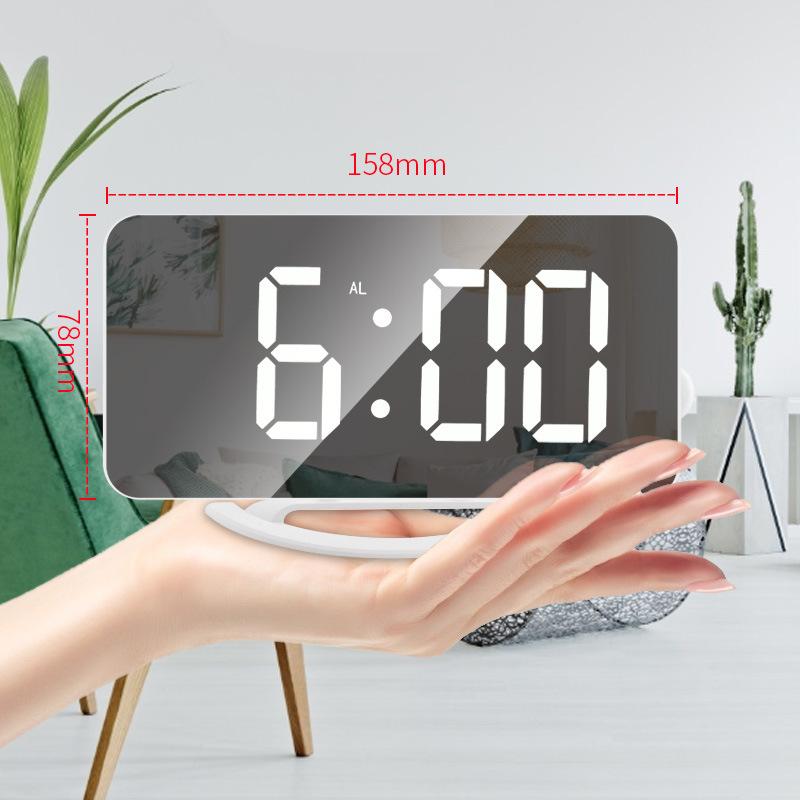 Creative Multi-function LED Mirror Clock Makeup Mirror Digital Alarm Clock Simple Desktop Automatic Photosensitive Electronic Clock