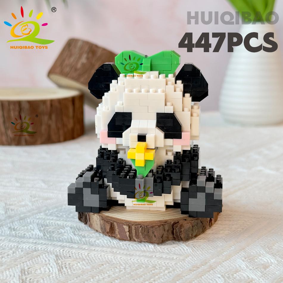 Non-Toxic Diy Cute Panda Shape Micro Model Building Blocks Set City Creativity Zoo Animal Mini Bricks Toys For Children Kid Gift