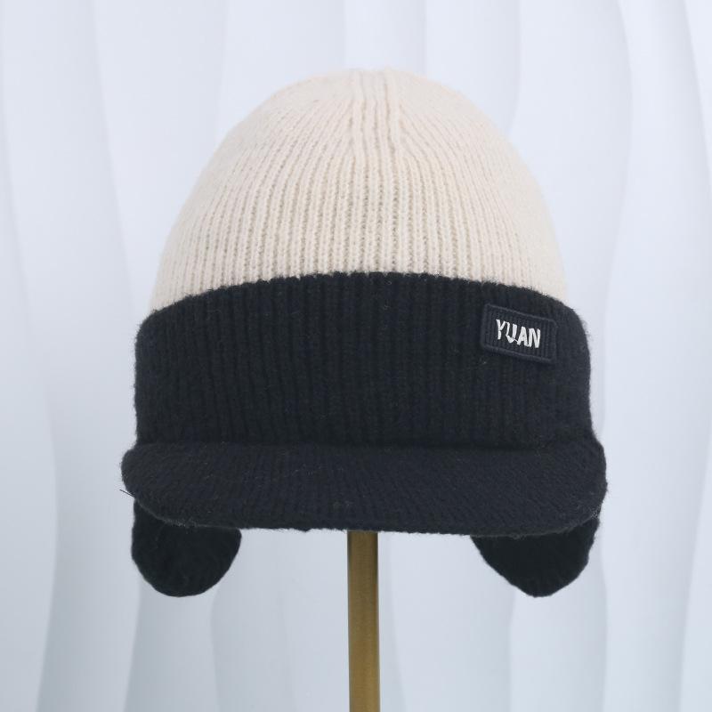 Winter Thermal Ear Protection Knit Baseball Cap Warm Hat Windproof Men Women Outdoor Sports Fleece Block Hats With Ear Flap бежевый