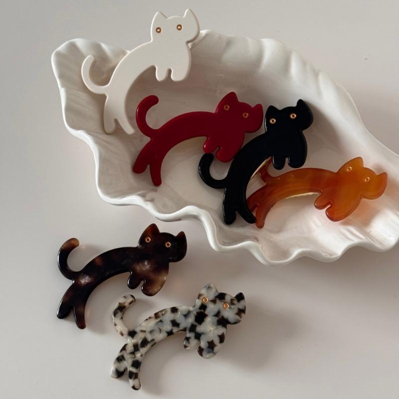 Pack Of 2 Lovely Cats Shape Hair Clip Acetate Acid Hair Barrettes Hair Styling Accessories For Women Girl Daily Wear