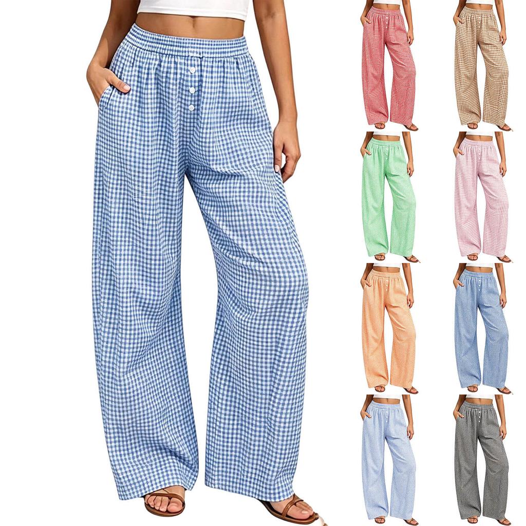 Women's Plaid Sleep Pants - Loose Fit Pants for Home Comfort