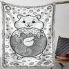 Halloween, Christmas Printed Flannel Blanket, Cute Hamster Hugging Sweet Donut Mandala Style Flannel Blanket, Soft And Skin-Friendly Warm All-Season U